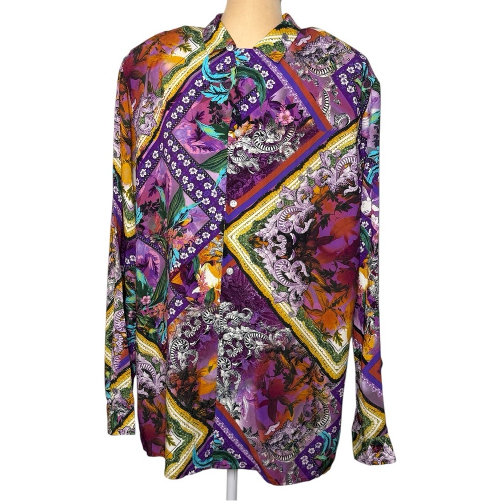 INC International Concepts Men’s Toni Patch Shirt NWT Bold Floral Geometric L